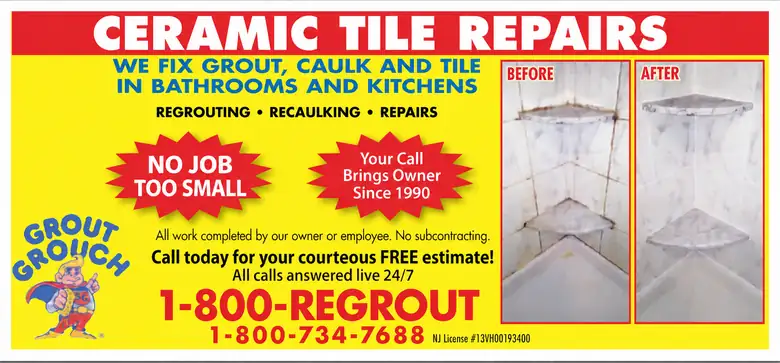 Grout Grouch Clipper Magazine ad design with No Job Too Small