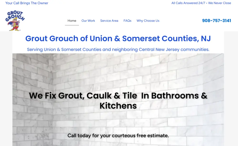 Grout Grouch Union and Somerset Counties customer website