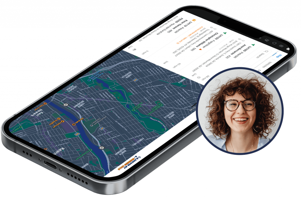 Appointment map displayed on a smartphone