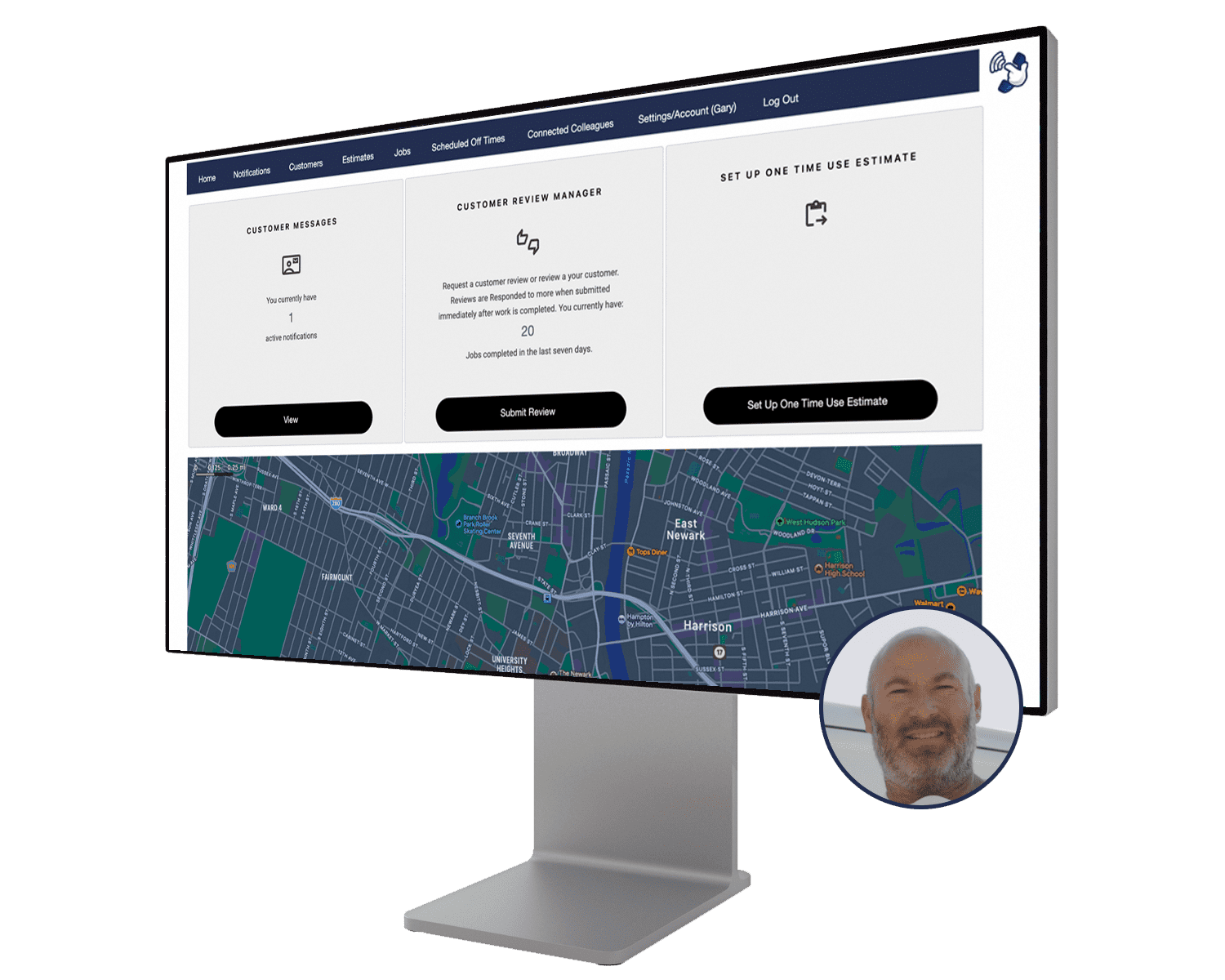 Customer dashboard with an appointment map