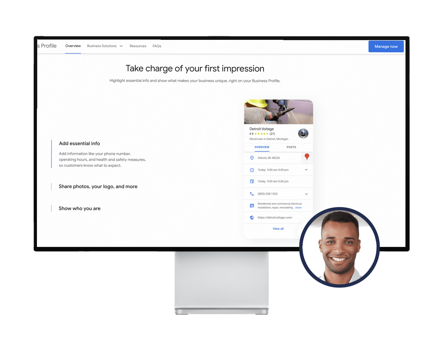 Google Business Profile management screen